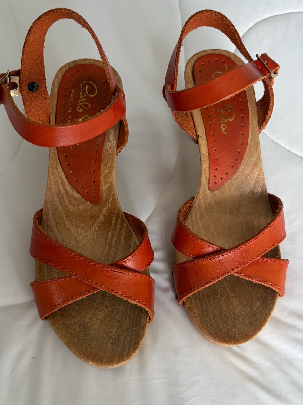 paul green italian leather sandals – orange – made in italy